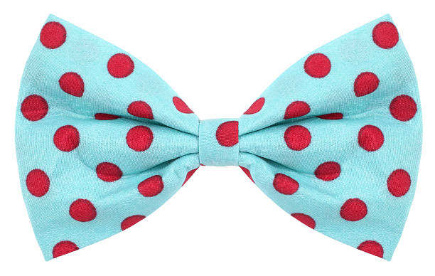 Hair bow tie turquoise with red dots