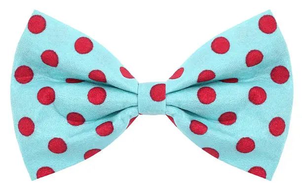 Photo of Hair bow tie turquoise with red dots