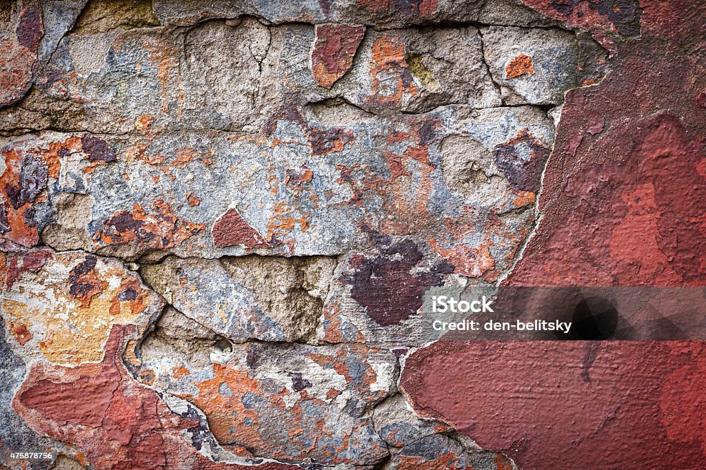 Background of colorful brick wall texture. brickwork. Background of colorful brick wall texture. brickwork. Peeling paint. Pattern of rustic grunge material. 2015 Stock Photo