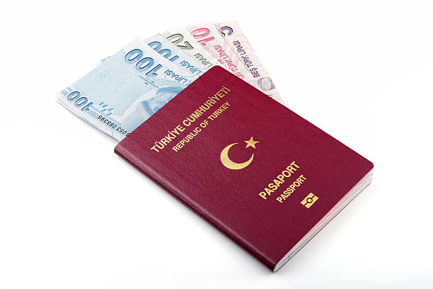 istock Turkish Passport and Turkish Liras 475879777