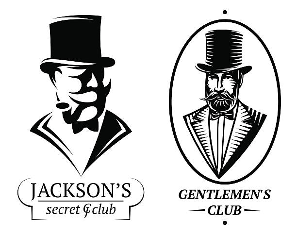 set vector logo templates for gentlemen's club set of vector logo templates for gentlemen's club man cigar stock illustrations