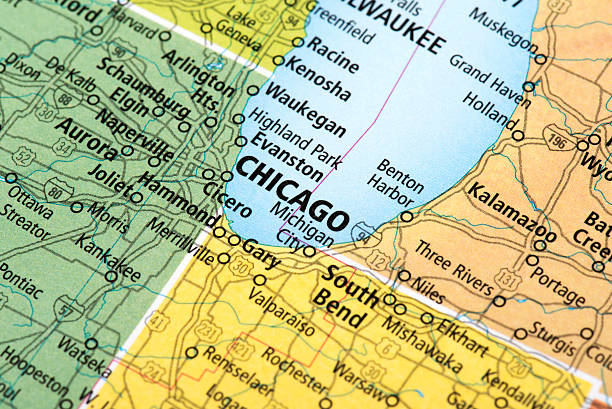 istock Map of Chicago, Illinois State in USA 475881764