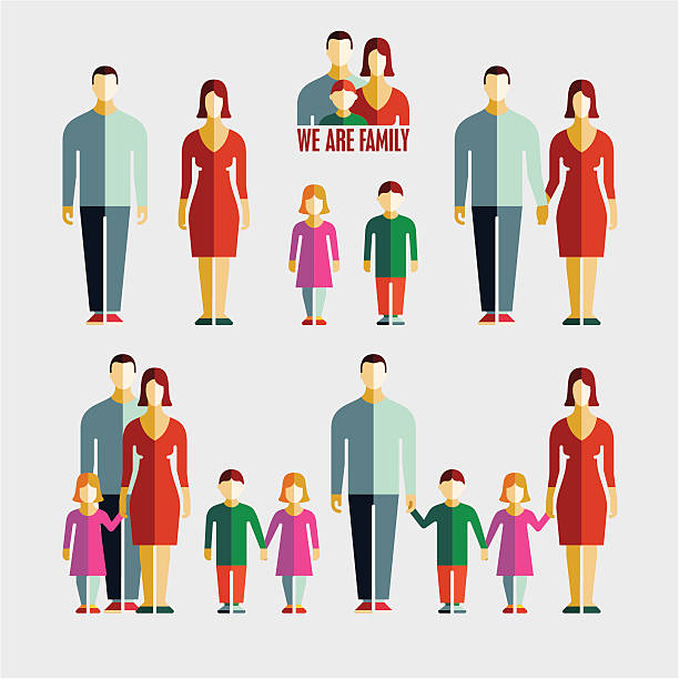 People flat icons. Family flat icons. People flat icons. Family flat icons vector set. children holding hands icon stock illustrations