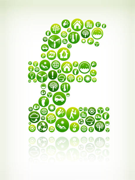 pound umweltschutz grünen vektor-button versehen. - pound symbol environment grass currency stock-grafiken, -clipart, -cartoons und -symbole