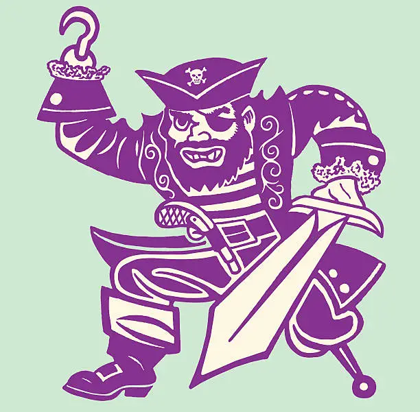 Vector illustration of Fighting Pirate