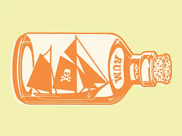 Vector illustration of Pirate Ship Inside a Bottle