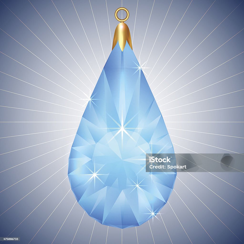 Vector hermosa blue diamond colgante con marco de oro - arte vectorial de Azul libre de derechos