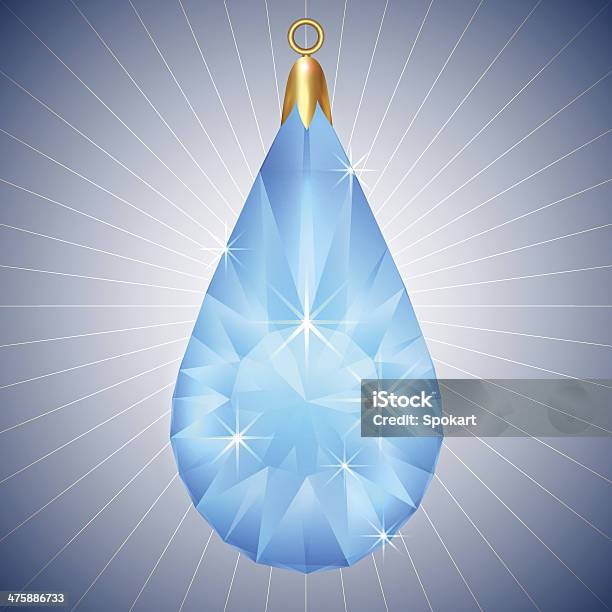 Ilustración de Vector Hermosa Blue Diamond Colgante Con Marco De Oro y más Vectores Libres de Derechos de Azul