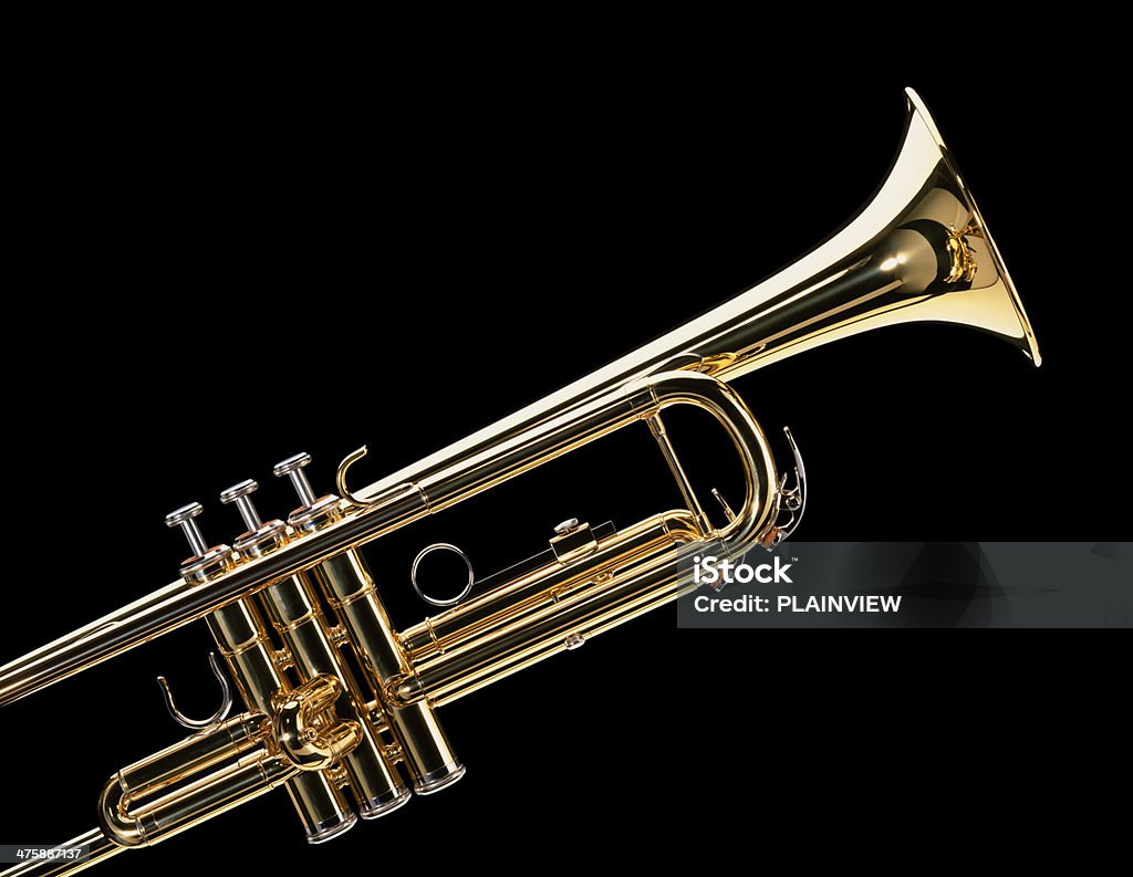Trumpet Close-up of a Trumpet on Black Background Trumpet Stock Photo