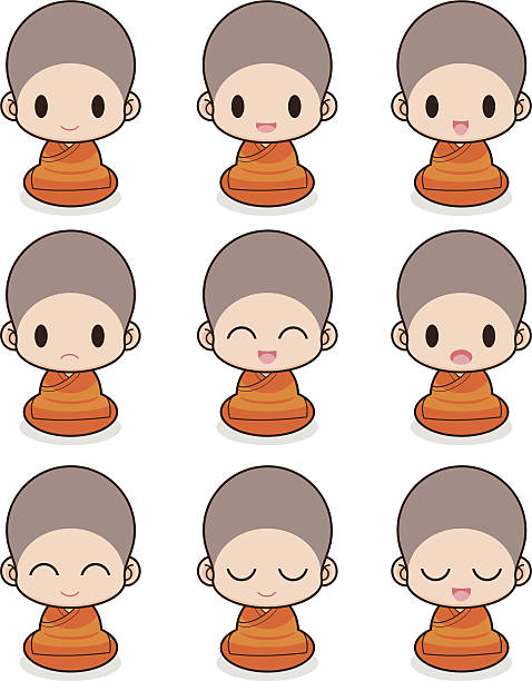 monk chiński - god anger displeased praying stock illustrations