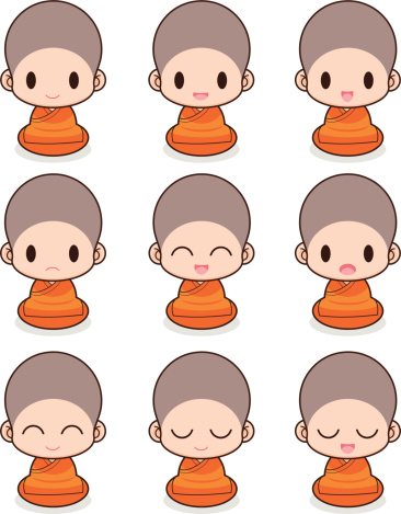 Confused Cartoon Buddhist Monk Clipart Images