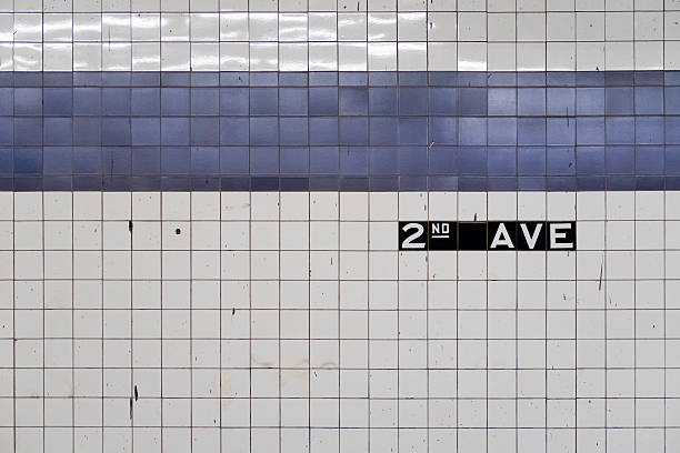 Generic abstract of old subway wall with blue tiles