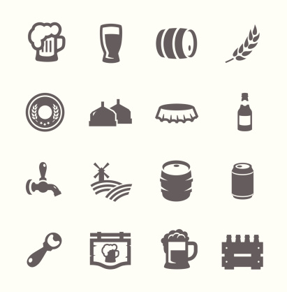 Simple set of beer related vector icons for your design