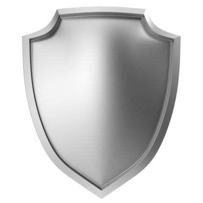 Blank metal shield icon on white