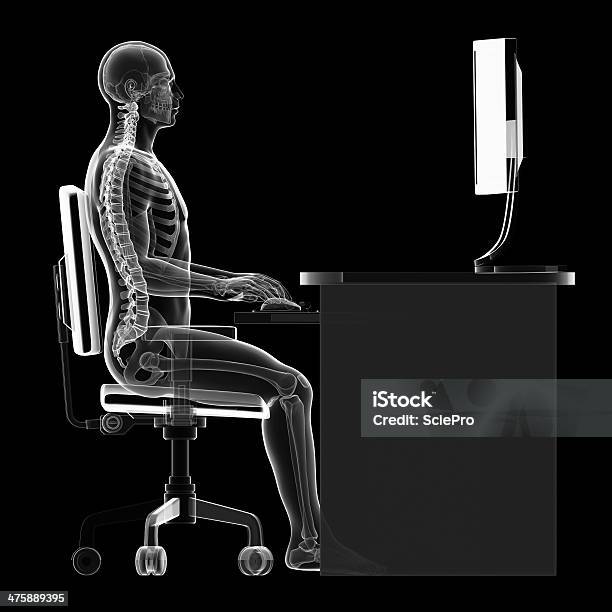 Correct Sitting Stock Photo - Download Image Now - Posture, Desk, Anatomy