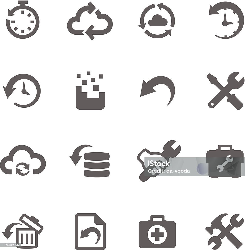 Erholung und Reparatur Symbole - Lizenzfrei Icon Vektorgrafik