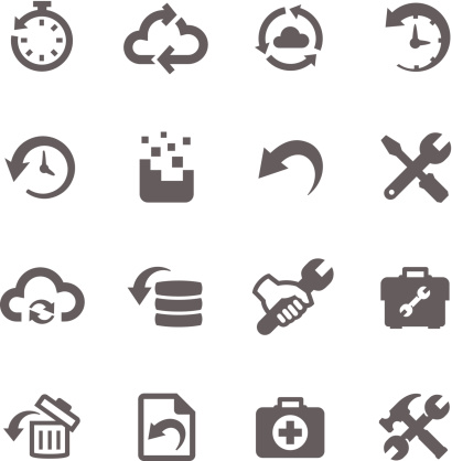 Simple set of recovery and repair related vector icons for your design