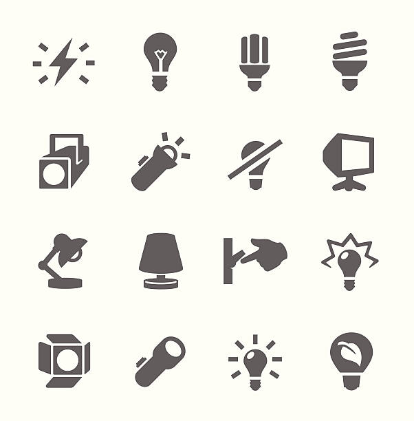 light source icons Simple set of light source related vector icons for your design. resourceful stock illustrations