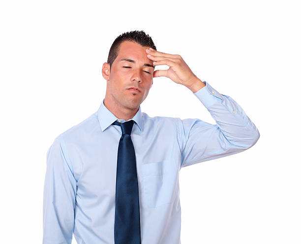 istock Stress latin guy with head pain 475892557