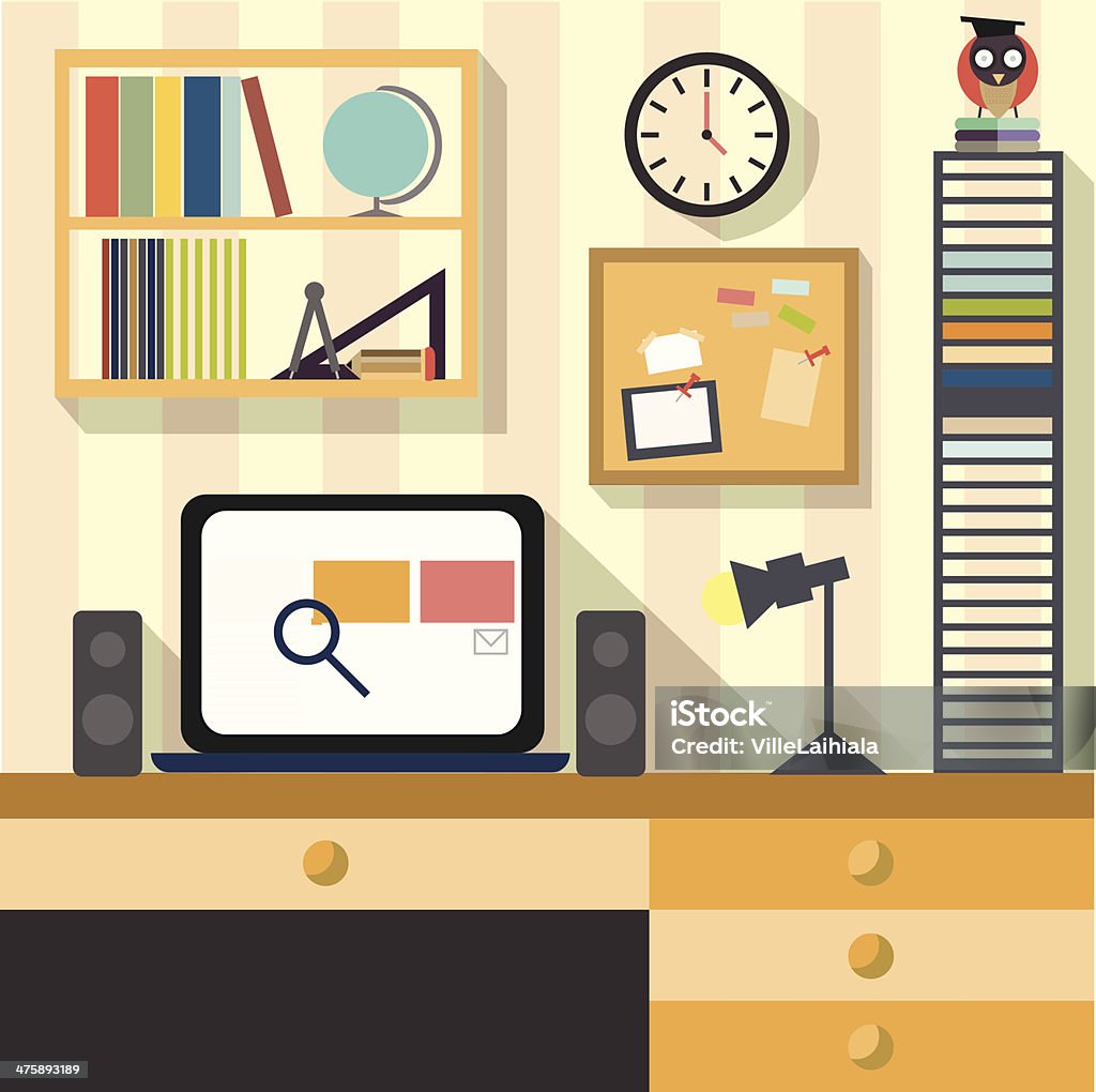 Work And Study Office Flat Design Stock Illustration - Download Image ...
