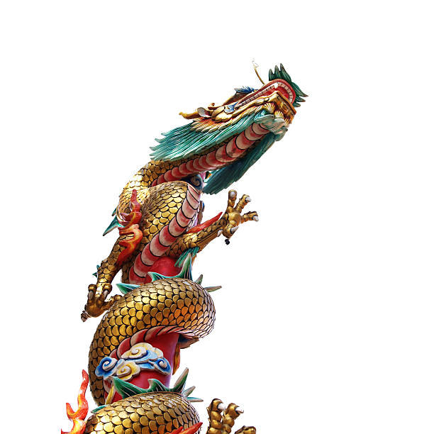 istock Chinese style dragon statue isolate on white background (from t 475896435