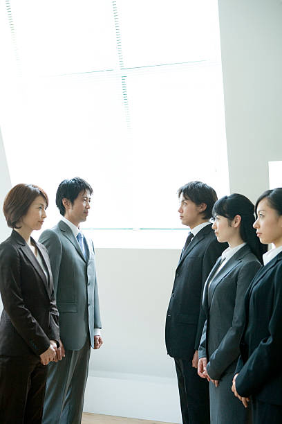 boss and new employee - profile people in a row group of people people 뉴스 사진 이미지