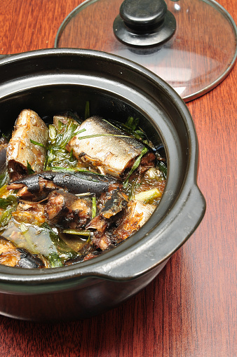 Vietnamese braised fish on the table