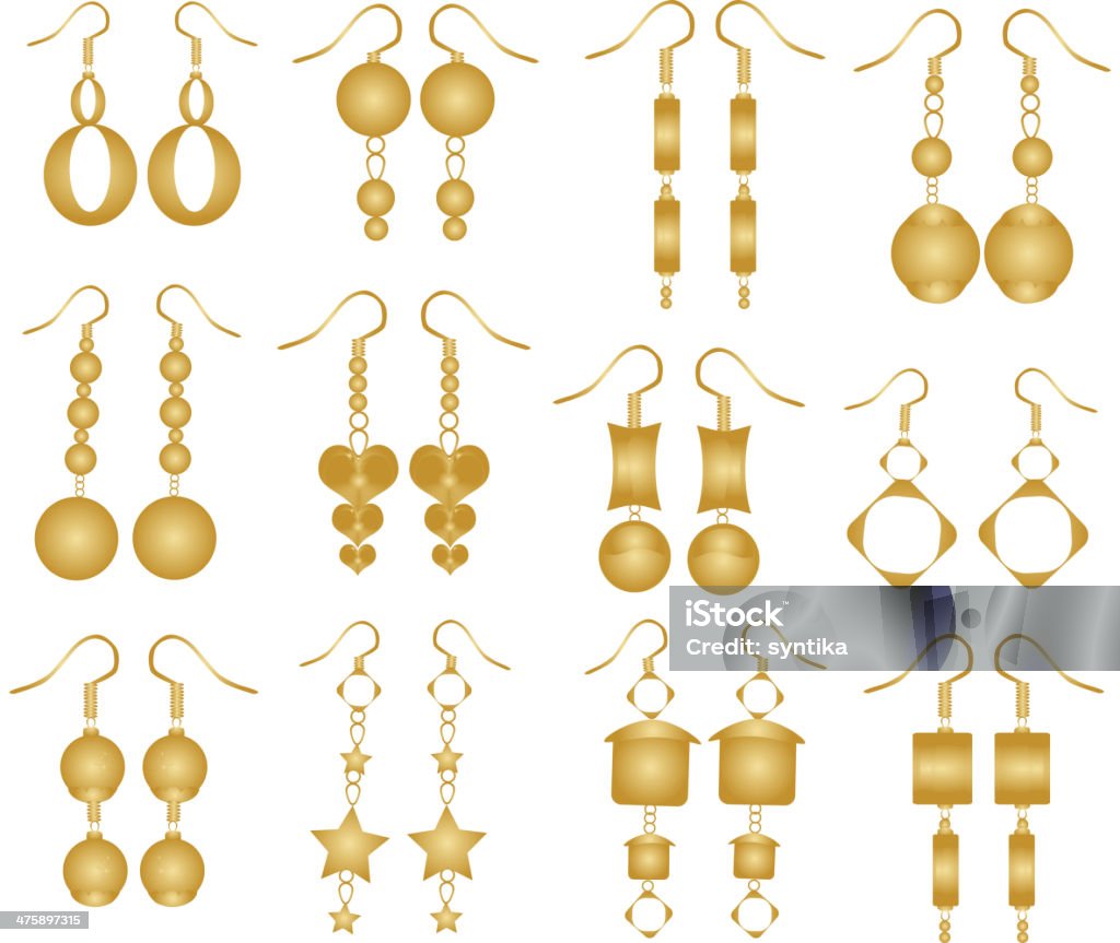 Zestaw złote kolczyki - Grafika wektorowa royalty-free (Akcesorium osobiste)