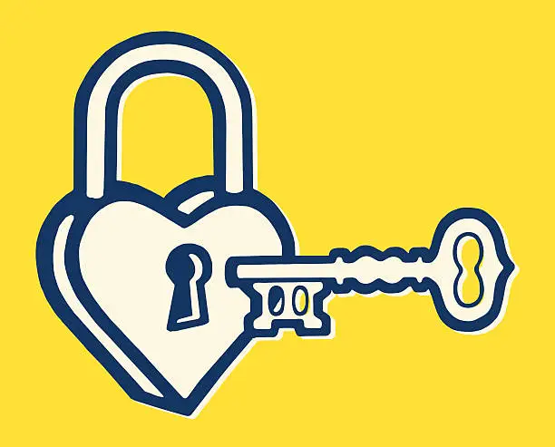Vector illustration of Heart Lock and Key