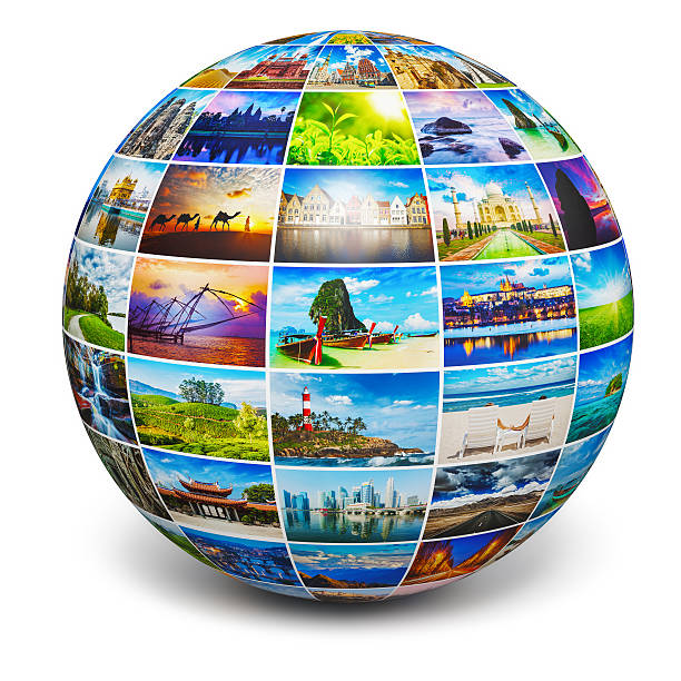 istock Globe with travel photos 475900532