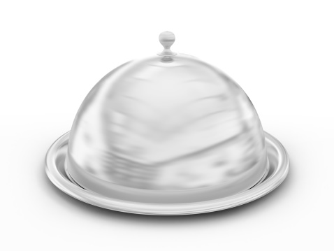 Silver tray with cover, 3d render