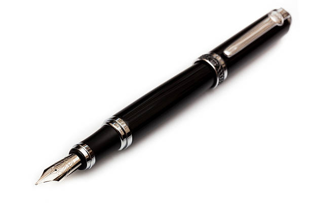 Black Fountain Pen Classic open fountain pen on white with clipping path fountain pen photos stock pictures, royalty-free photos & images