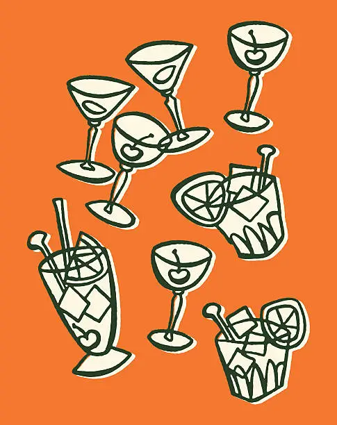 Vector illustration of Numerous Cocktails