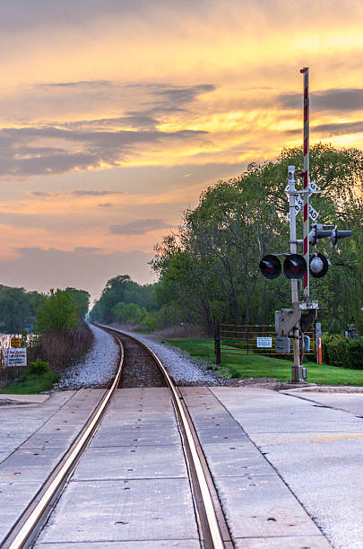 istock Railroad Tracks at Sunset in Wisconsin 475908162