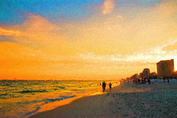 digital art destin beach na florydzie, usa słońca - stan floryda obrazy zdjęcia i obrazy z banku zdjęć