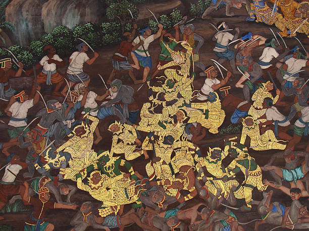istock Thai art wall in temple Thailand 475915697