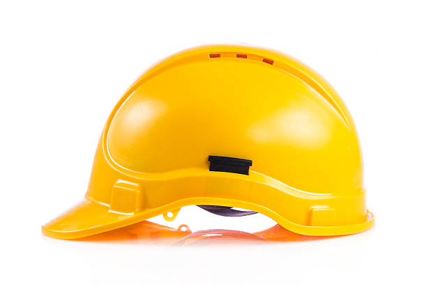 istock Yellow safety helmet on white background. 475916215