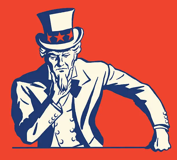Vector illustration of Concerned Uncle Sam