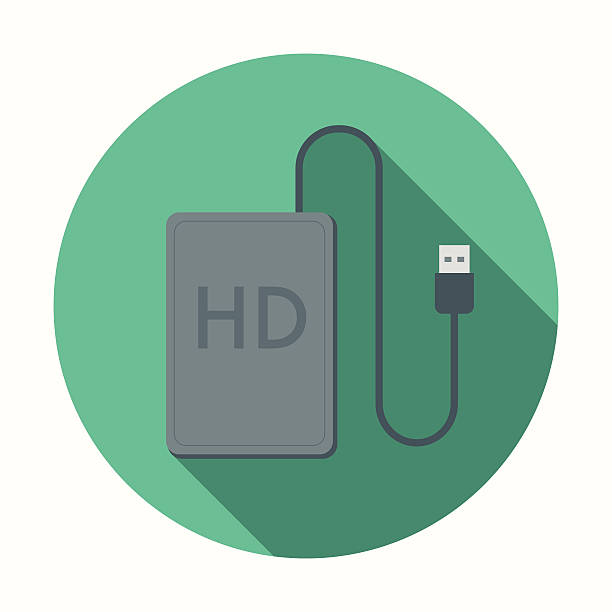 Flat Design External Hard Drive Icon With Long Shadow A trendy flat design style external hard drive icon with a long shadow. Download includes RGB JPEG at 4000px and a fully editable AI10 vector EPS file. external hard disk drive stock illustrations