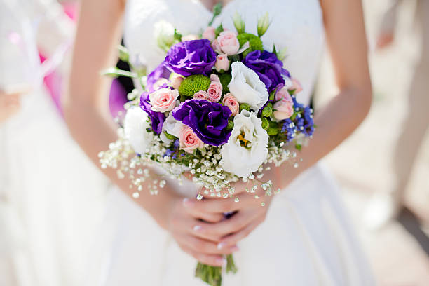 istock Wedding bouquet with roses and alstromeria 475917406