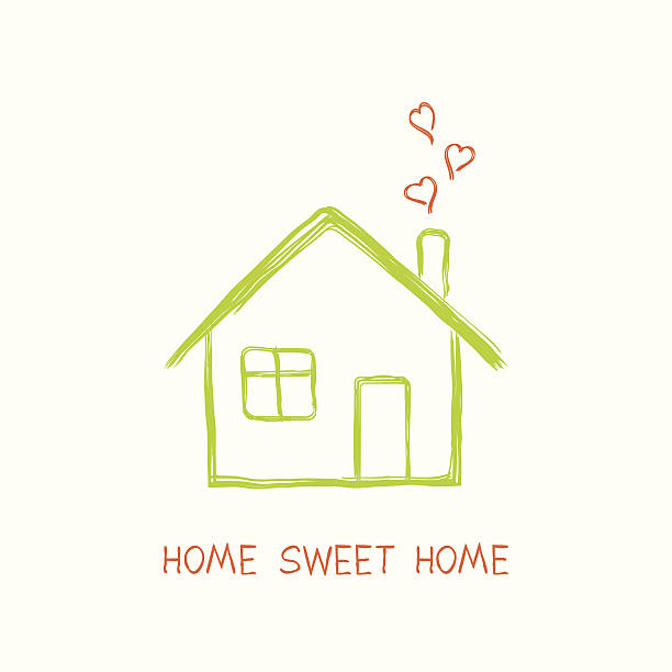 home sweet home - design pencil drawing doodle environment stock-grafiken, -clipart, -cartoons und -symbole