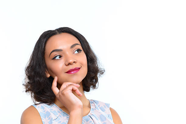 istock Thoughtful girl on isolated white background 475921078