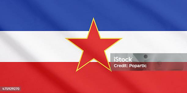 Waving Flag Of Yugoslavia Stock Photo - Download Image Now - 2015, Backgrounds, Balkans