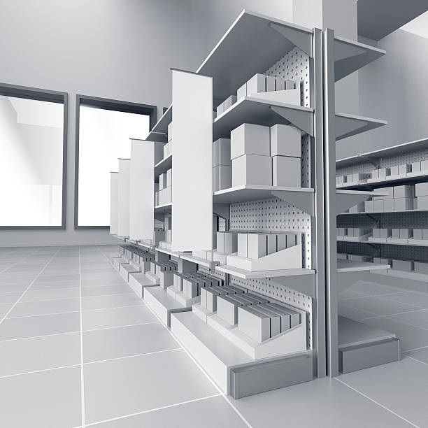 istock shelves with blank products and flags 475929316