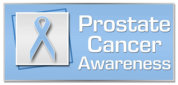 Prostate Cancer Awareness Blue Ribbon Square stock photo