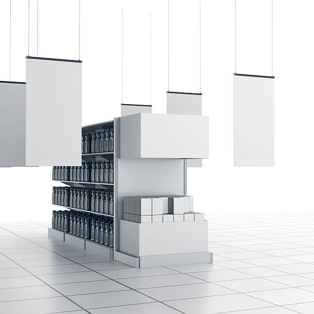 istock shelves with blank products and posters 475930266