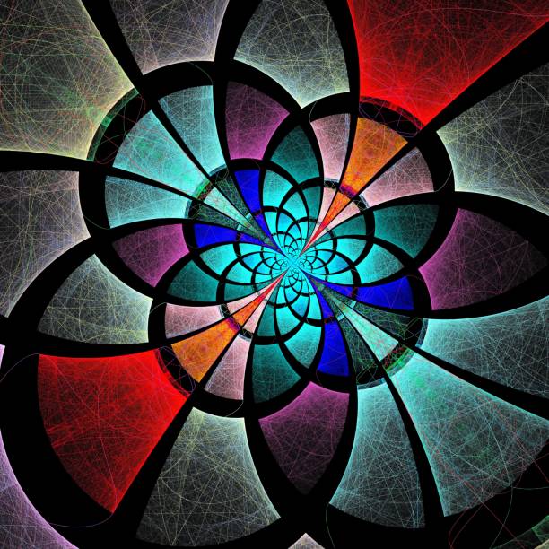 istock Dark colorful fractal flower, digital artwork 475933142