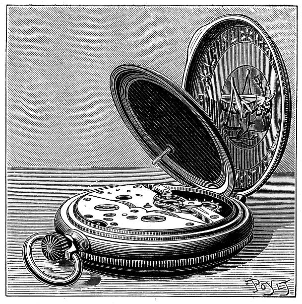 ilustrações, clipart, desenhos animados e ícones de ilustração de elegante, antigo relógio de bolso - pocket watch watch clock pocket