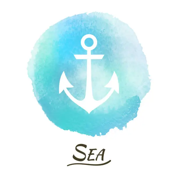 Vector illustration of Sea Marine Anchor Vector Watercolor Concept