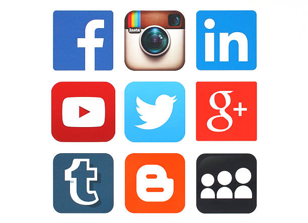 populaires de médias sociaux collection de logos imprimés sur papier - tumblr photos et images de collection